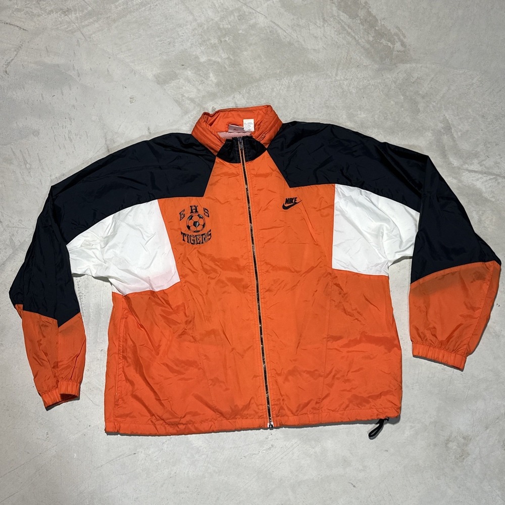 Vintage 90s Nike Windbreaker Jacket SZ L Orange White Black Colorblock EHS